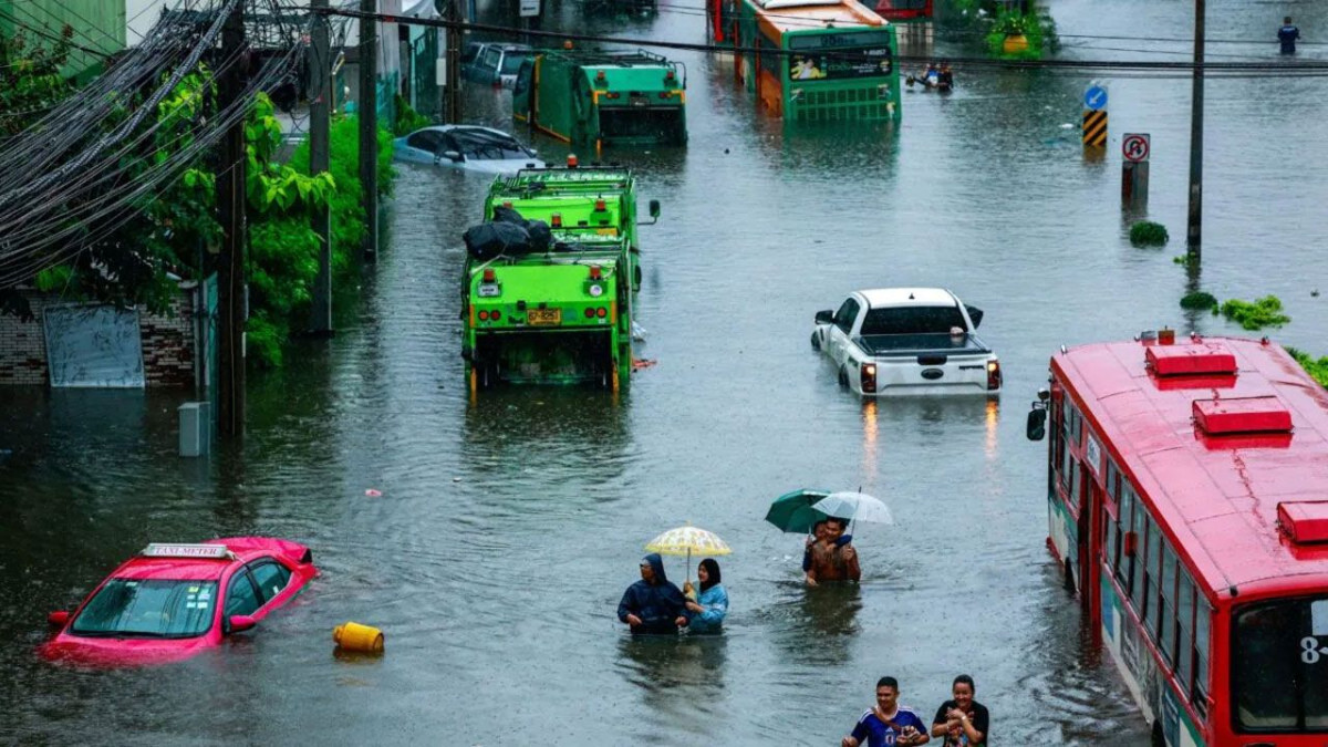 থাইল্যান্ডের বন্যাকবলিত একটি এলাকা