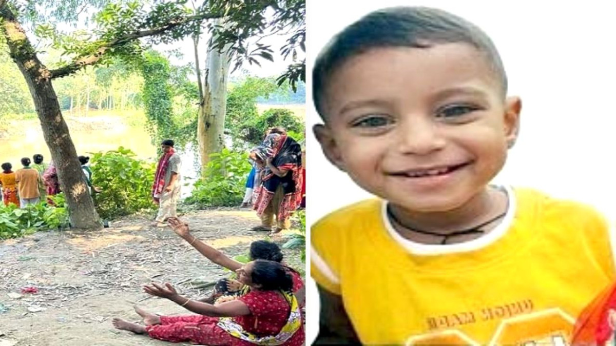 স্বজনদের আহাজারি, (ডানে) নিহত শিশু সাফুয়ান