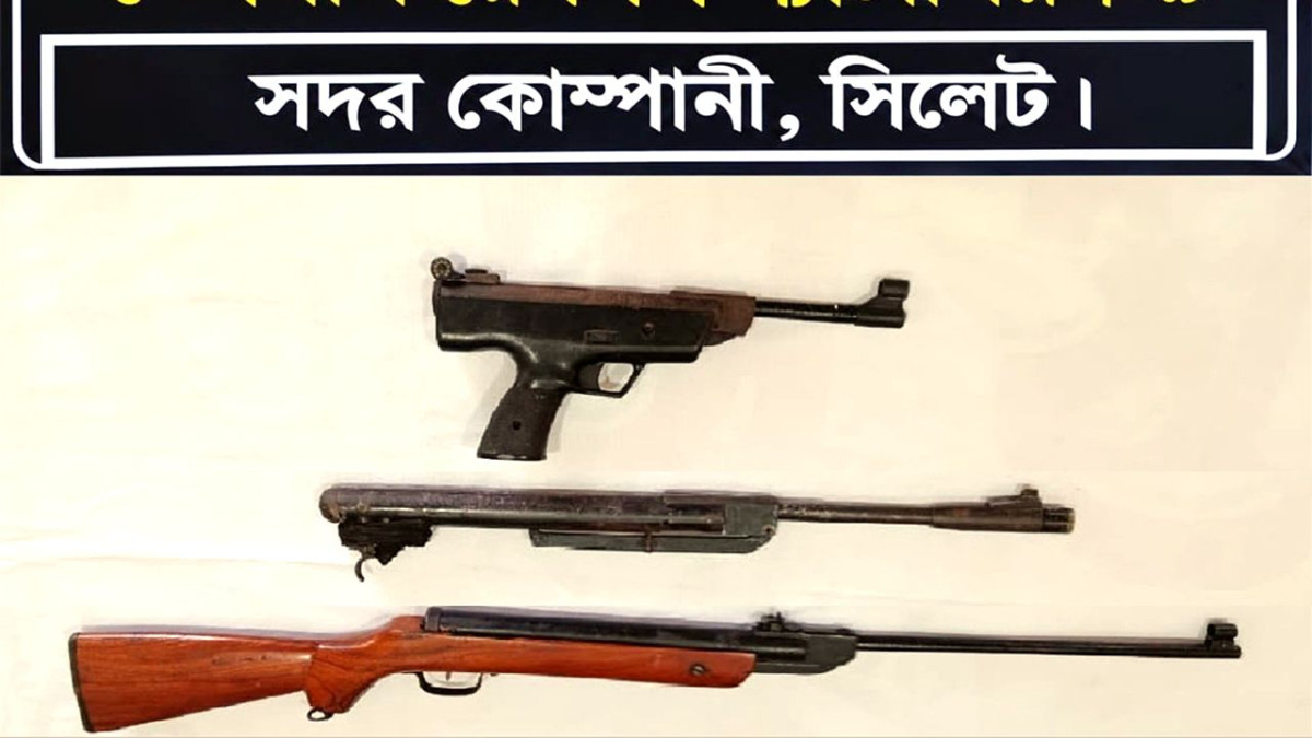 উদ্ধারকৃত বিদেশী আগ্নেয়াস্ত্র ও এয়ারগান
